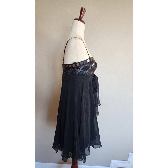 BCBG Maxazria Black Silk Beaded Cocktail Dress SZ 6P New Year's Eve Party - Picture 3 of 10